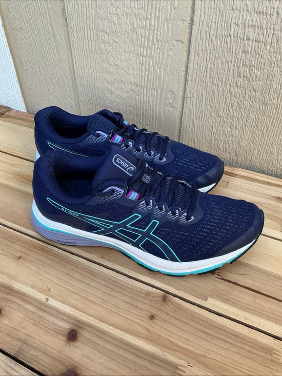 Asics Shoes - ASICS Navy Running Sneakers with Teal Accents
